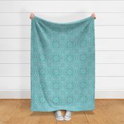 Bright Aqua & Grey Folk Art doodle pattern