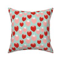 strawberries pink and red mint cute summer fruit print