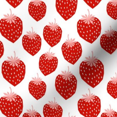 strawberry red pink summer fruit print