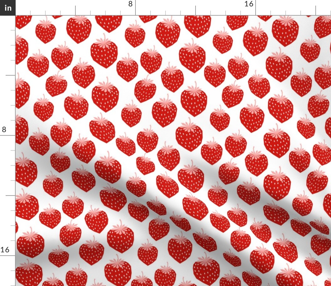 strawberry red pink summer fruit print