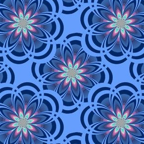 Blue Fractal Flowers