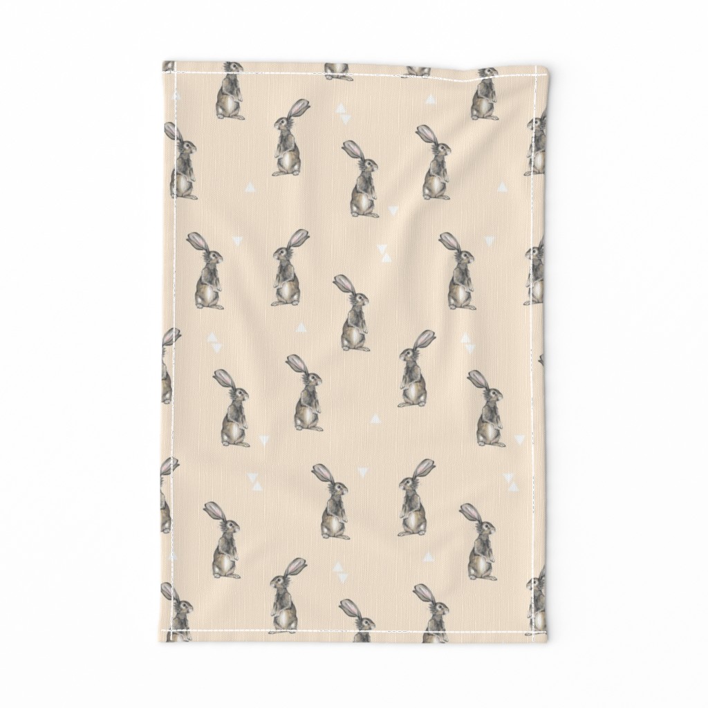 Rabbits + Triangles on Peach