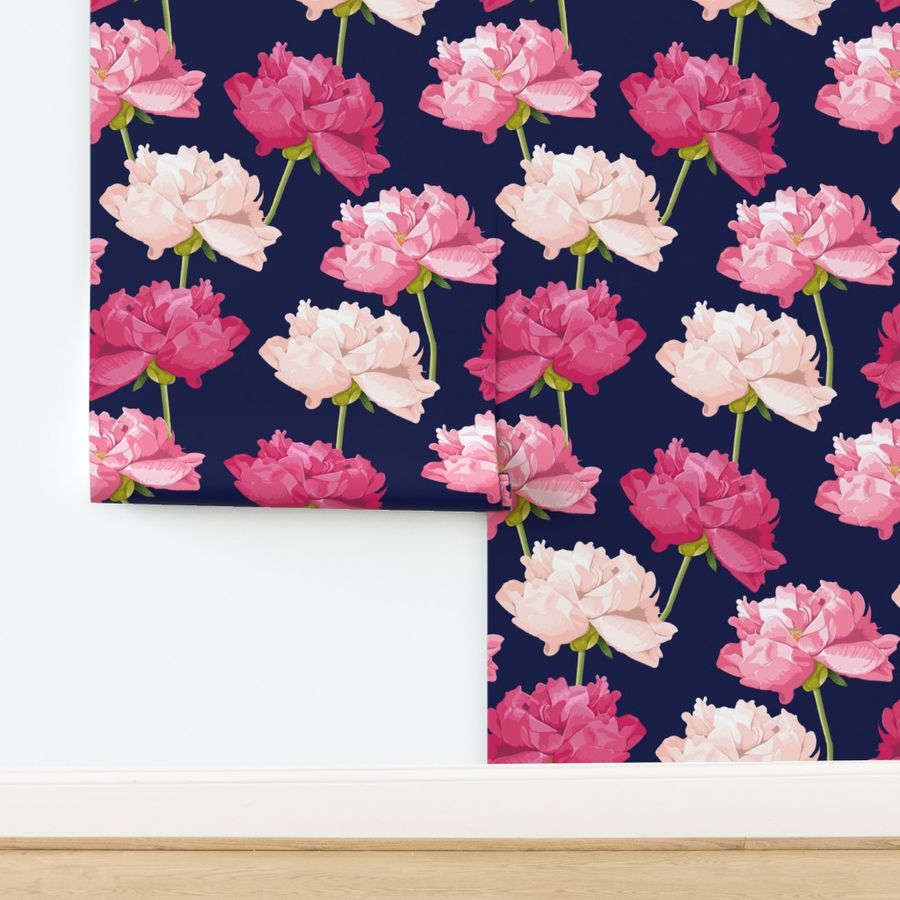 Peonies on navy