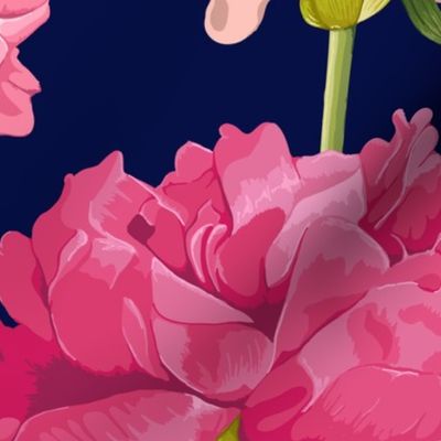 Peonies on navy