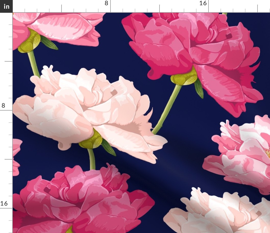 Peonies on navy