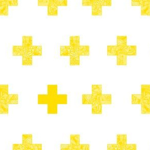 yellow crosses on white