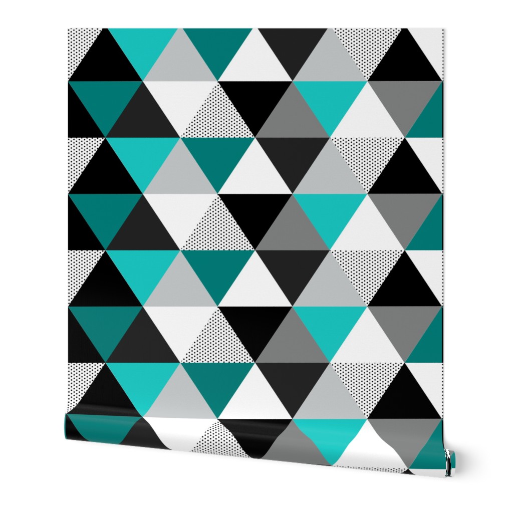 Turquoise Dot Triangle Cheater Quilt - Baby Blanket