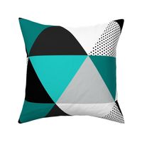 Turquoise Dot Triangle Cheater Quilt - Baby Blanket