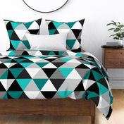 Turquoise Dot Triangle Cheater Quilt - Baby Blanket