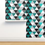 Turquoise Dot Triangle Cheater Quilt - Baby Blanket