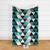 Turquoise Dot Triangle Cheater Quilt - Baby Blanket