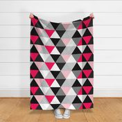 Hot Pink Dot Triangle Cheater Quilt - Baby Blanket