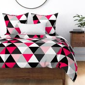 Hot Pink Dot Triangle Cheater Quilt - Baby Blanket