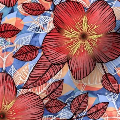 Coral Summer - a hand drawn floral pattern