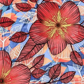 Coral Summer - a hand drawn floral pattern