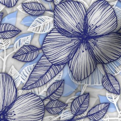 Indigo Summer - a hand drawn floral pattern