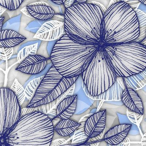 Indigo Summer - a hand drawn floral pattern