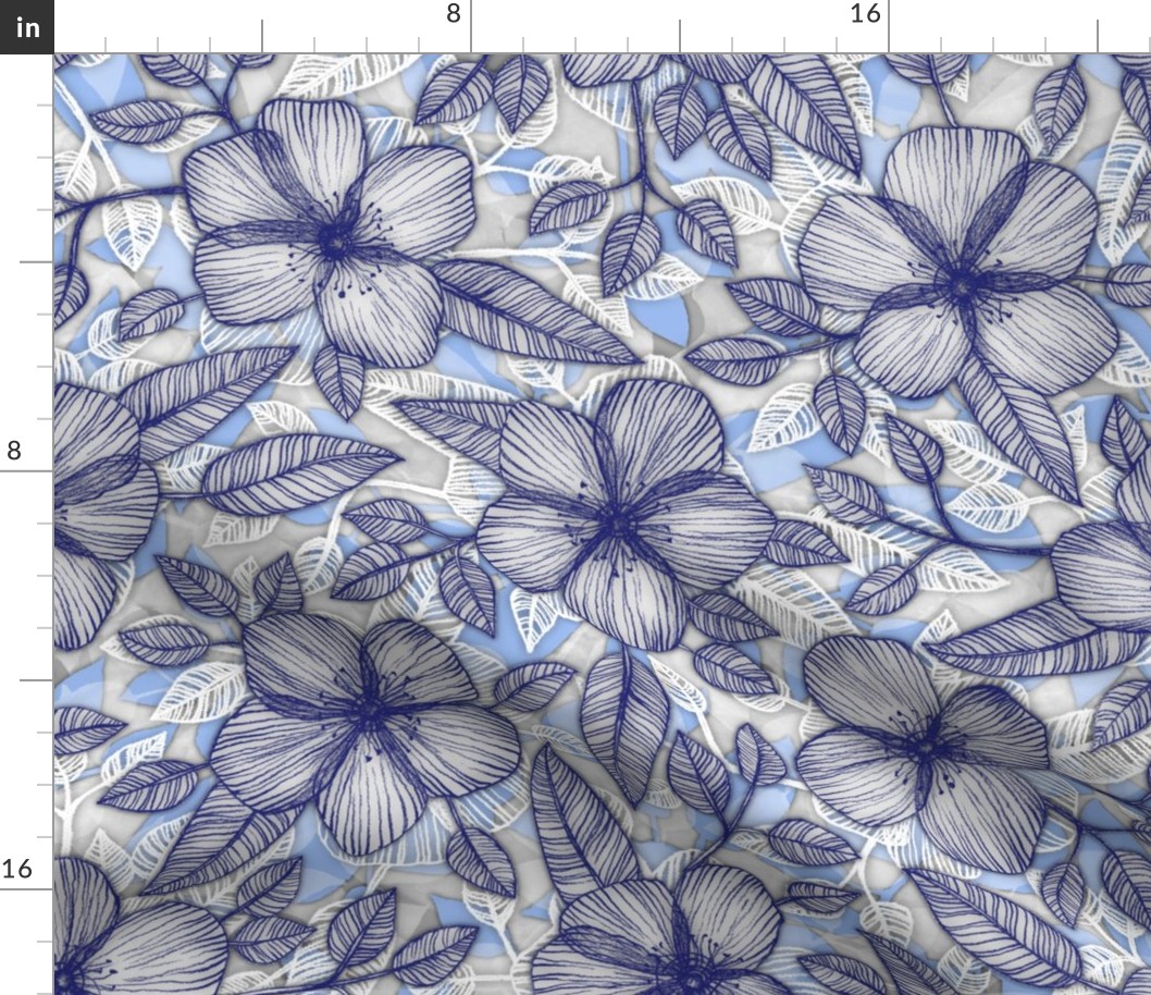 Indigo Summer - a hand drawn floral pattern