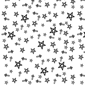 Black Stars And Crosses On White