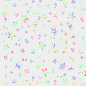 Pastel Stars And Crosses On White