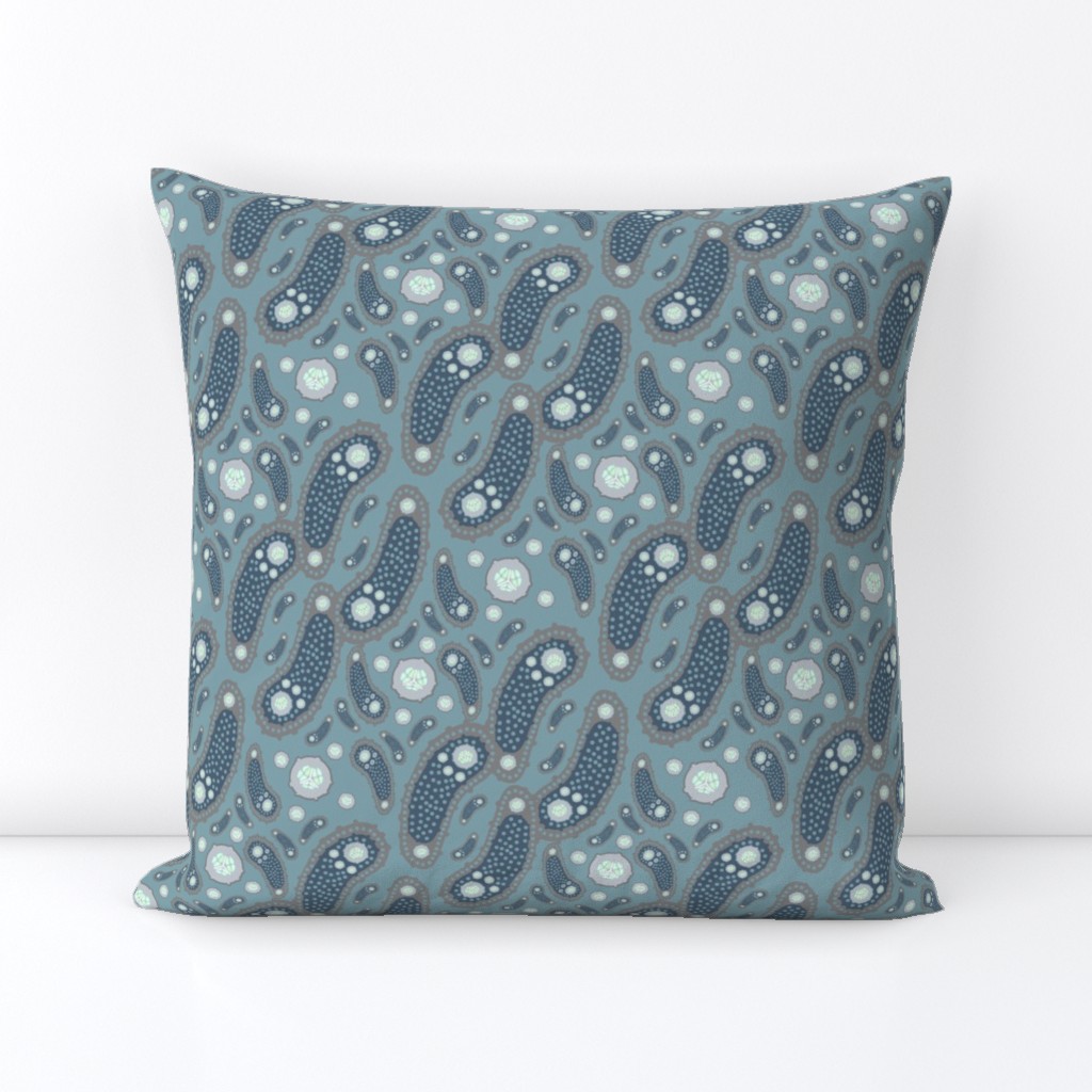 Gray Blue Pickle Paisley