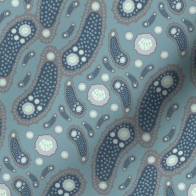 Gray Blue Pickle Paisley