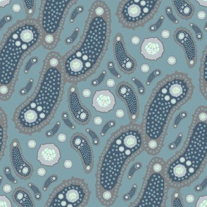 Gray Blue Pickle Paisley