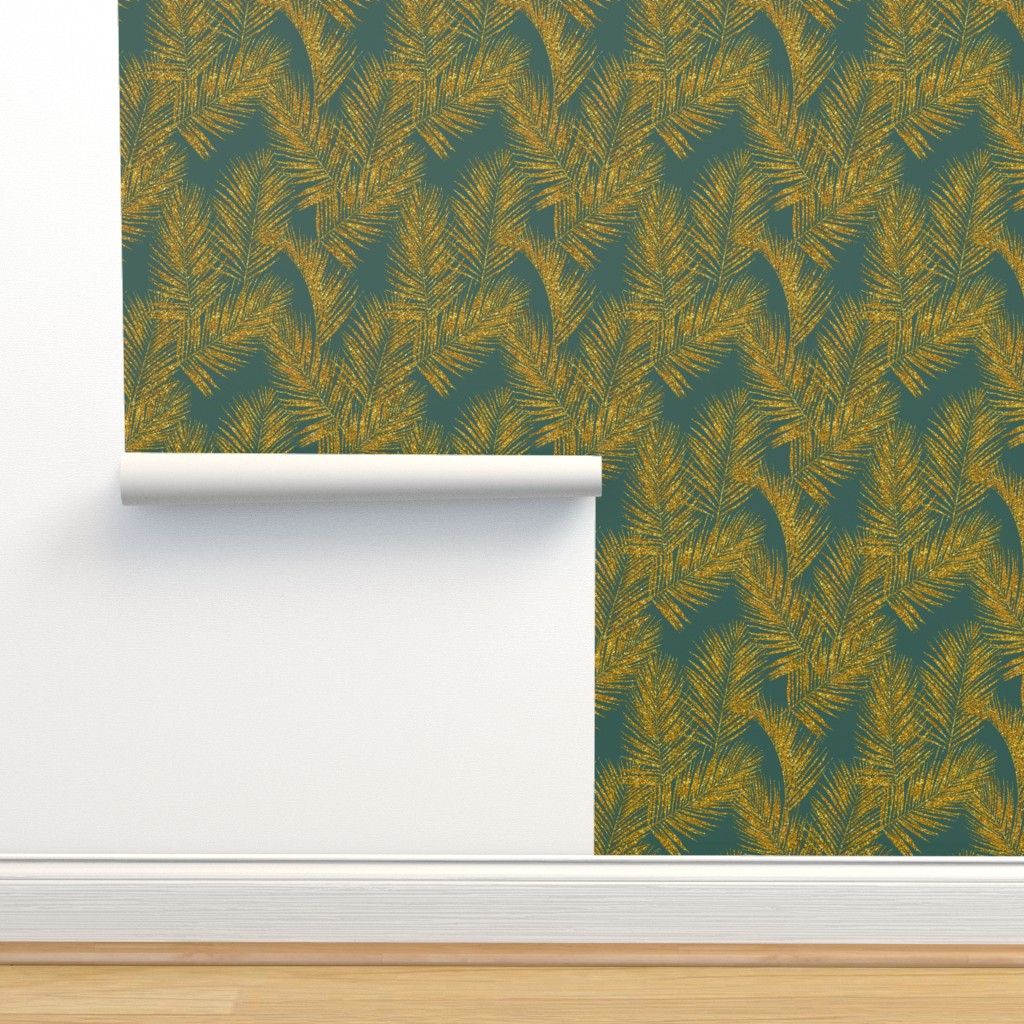 Gold Glitter Palm Leaves Jungle On Isobar By Mirabelle Print Roostery Home Decor