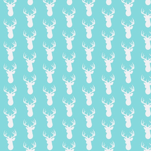 Deer Silhouette in Aqua and White