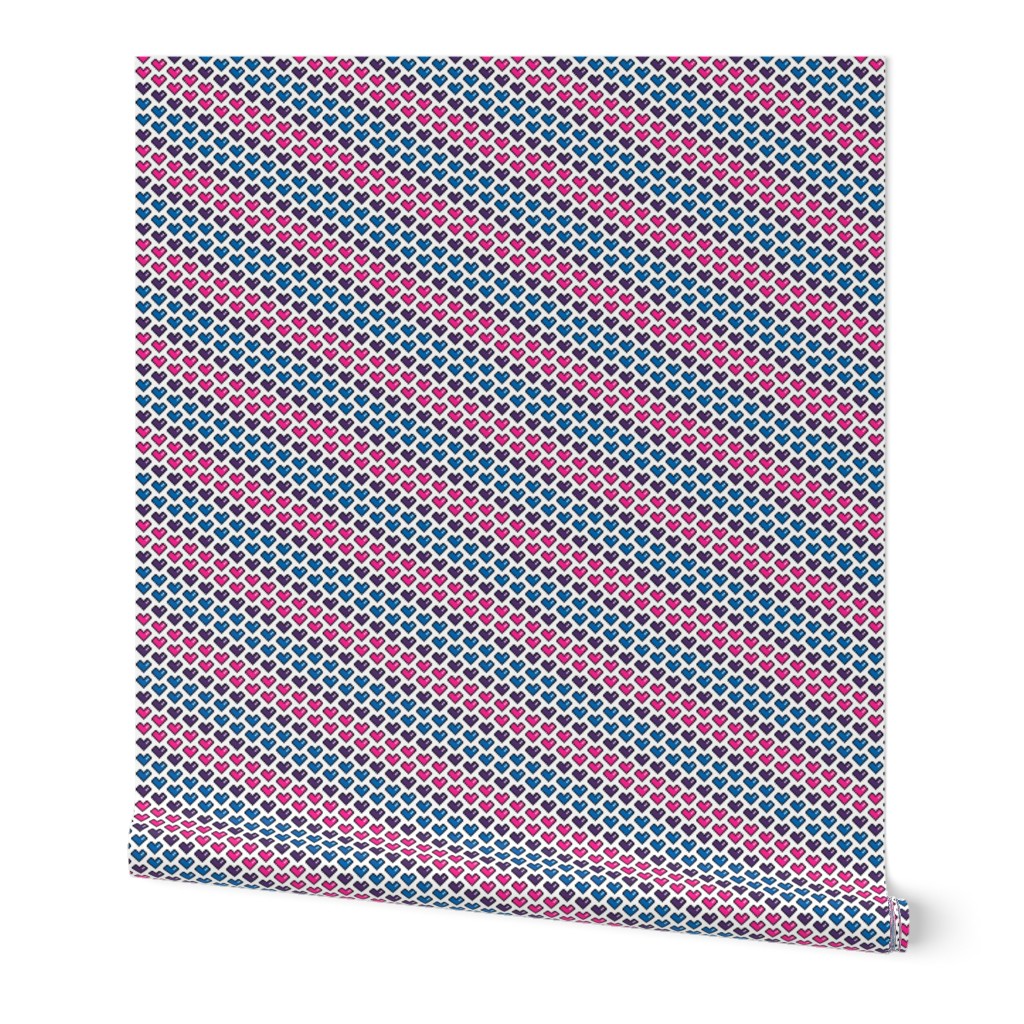 Pixels Hearts (pink, purple, blue)