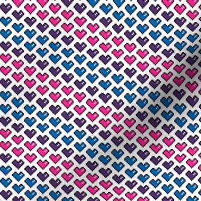 Pixels Hearts (pink, purple, blue)