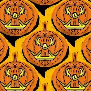 Jack O lanterns, lit