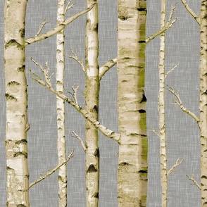 Mossy Birch on Gray Linen