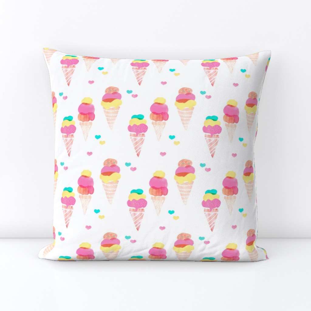 Water color ice cream cone popsicle colorful summer candy food kids illustration pattern print