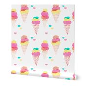 Water color ice cream cone popsicle colorful summer candy food kids illustration pattern print