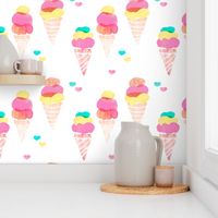 Water color ice cream cone popsicle colorful summer candy food kids illustration pattern print