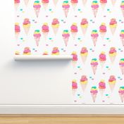 Water color ice cream cone popsicle colorful summer candy food kids illustration pattern print