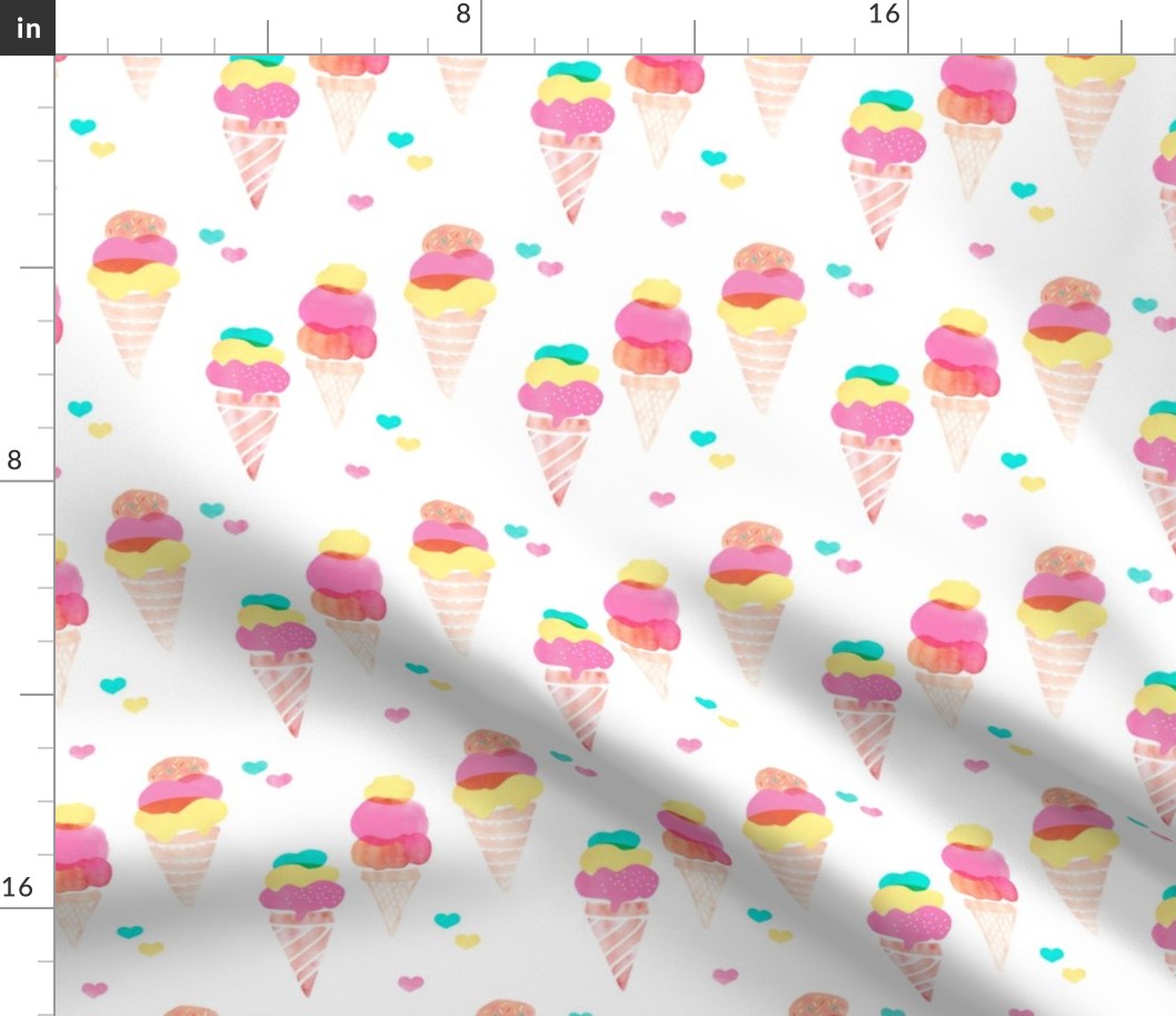 Water color ice cream cone popsicle colorful summer candy food kids illustration pattern print