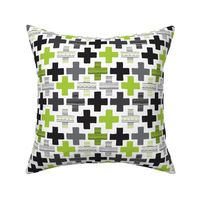 Colorful green lush gender neutral plus sign plus cross geometric modern aztec summer patterns