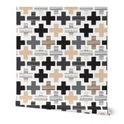 Gender neutral beige plus sign plus cross geometric modern aztec patterns