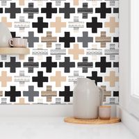 Gender neutral beige plus sign plus cross geometric modern aztec patterns