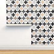 Gender neutral beige plus sign plus cross geometric modern aztec patterns