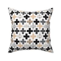 Gender neutral beige plus sign plus cross geometric modern aztec patterns