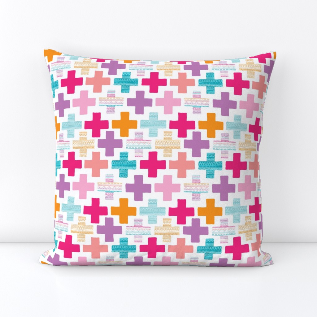 Colorful plus sign plus cross geometric modern aztec summer patterns