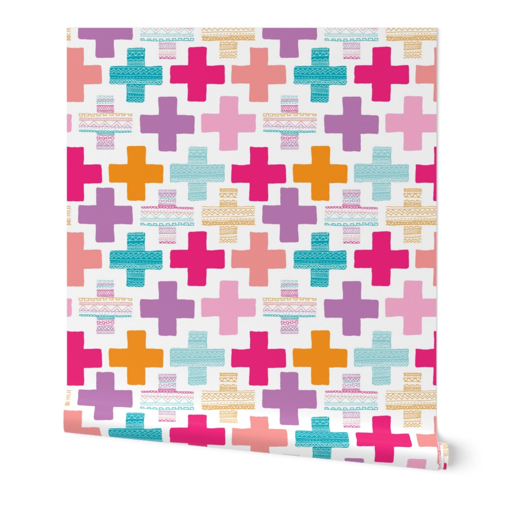 Colorful plus sign plus cross geometric modern aztec summer patterns