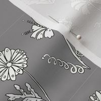 Flower doodles - grey