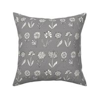 Flower doodles - grey