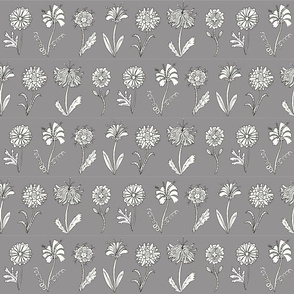 Flower doodles - grey