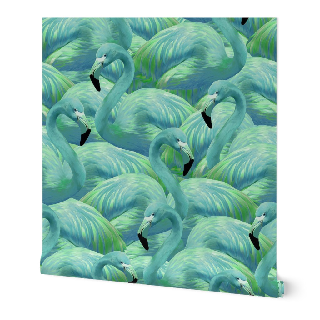 Flamingo Fever in Blue and Green