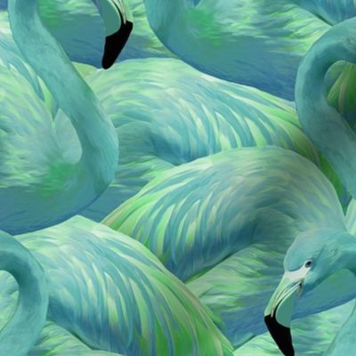 Flamingo Fever in Blue and Green